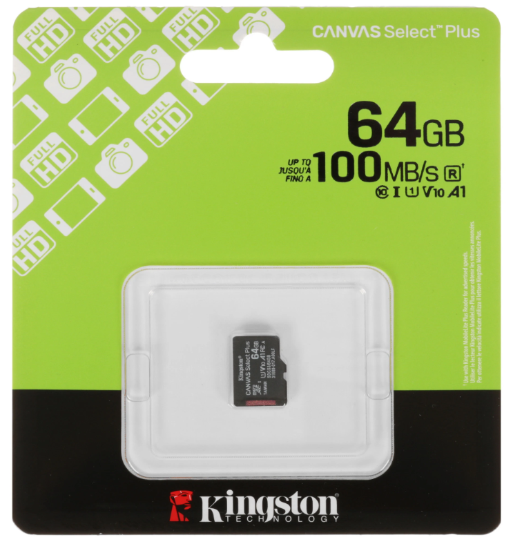 Карта памяти MicroSDXC UHS-I Card 64Gb Kingston Canvas Select Plus Class 10 SDCS3/64GBSP