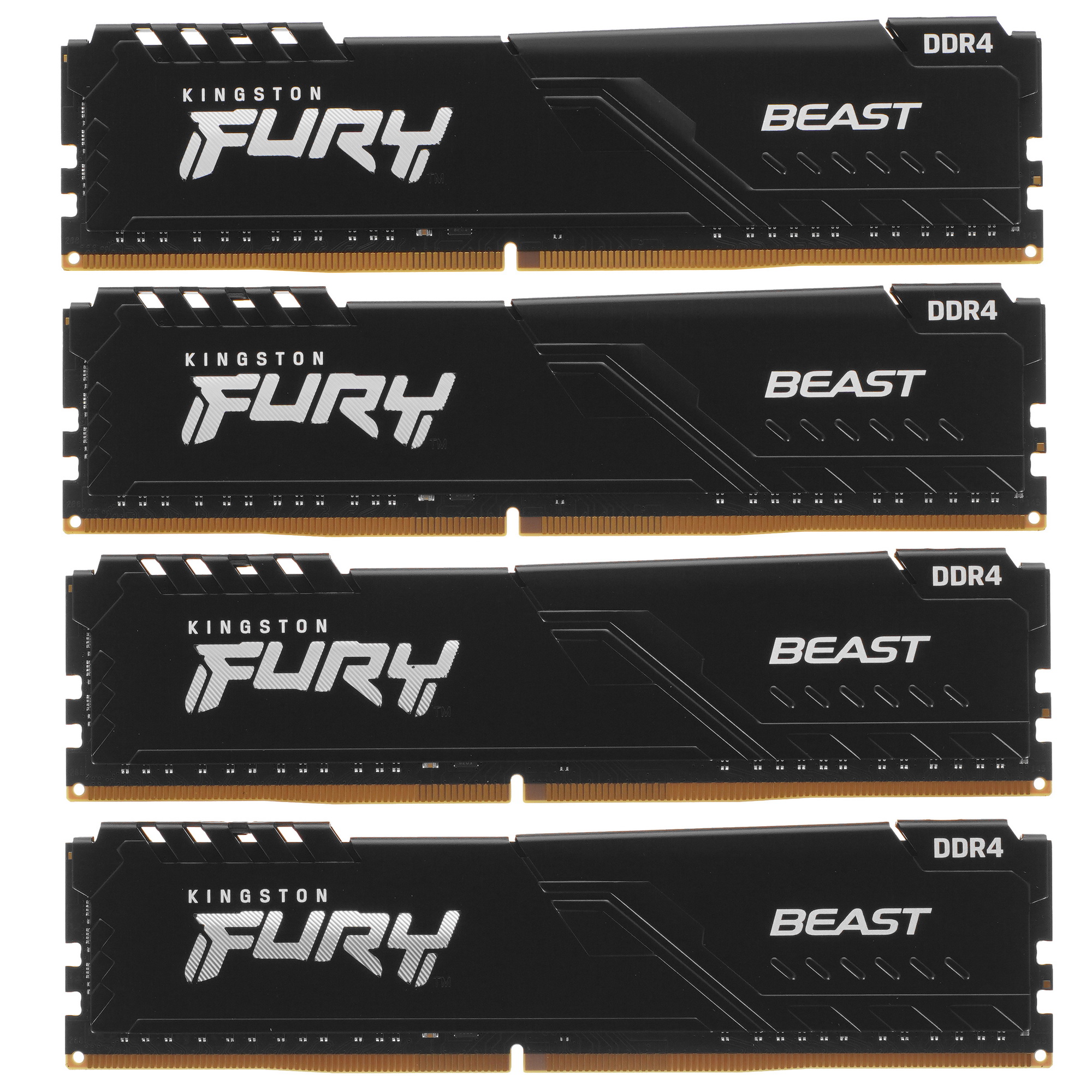 Комплект модулей памяти DDR4 4x16Gb PC4-25600 3200MHz Kingston Fury Beast Black (KF432C16BBK4/64)