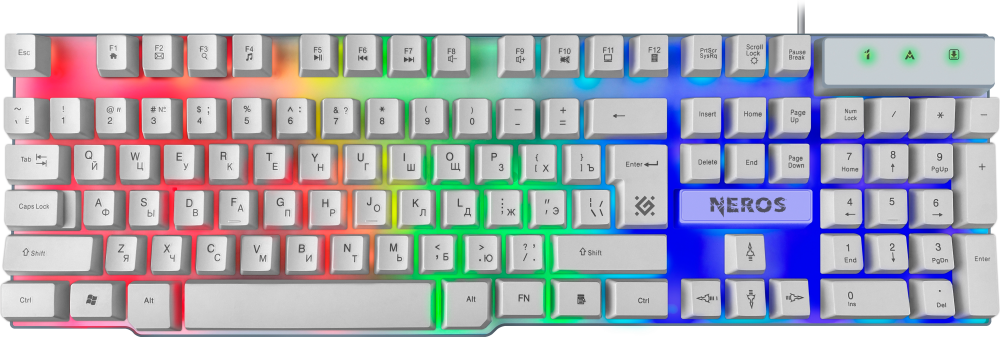 Клавиатура игровая с подсветкой Defender Neros GK-147, белый