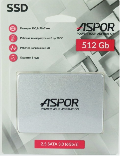 Накопитель SSD SATA 2,5" 512Gb Aspor SM2259XT2