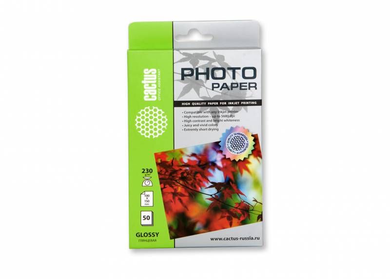Фотобумага Cactus А6 Глянцевая 230г/м 50л 10x15 (CS-GA623050)