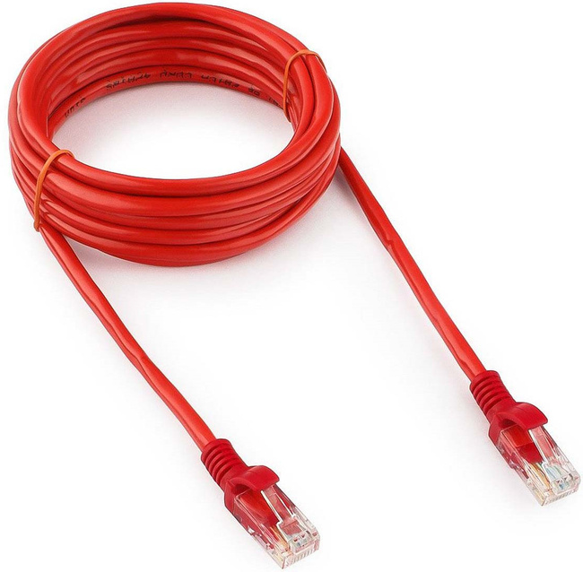 Патчкорд UTP Cablexpert PP12-5M/R кат.5e, 5м, литой, многожильный (красный)