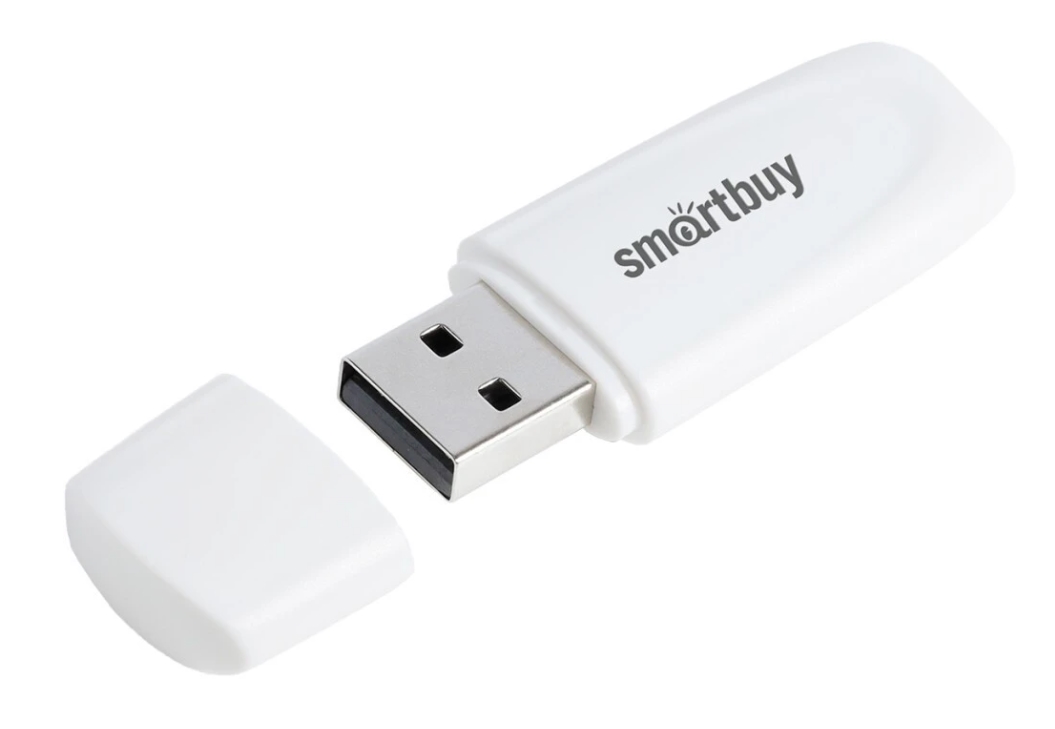 Флеш накопитель 4Gb USB 2.0 SmartBuy Scout White (SB004GB2SCW)