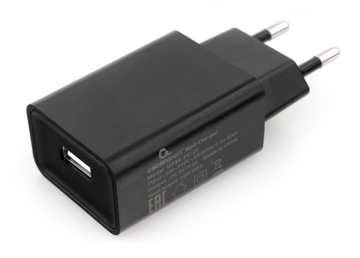 Универсальное СЗУ Cablexpert MP3A-PC-25 (12Вт, 1 USB, 2А,), черный