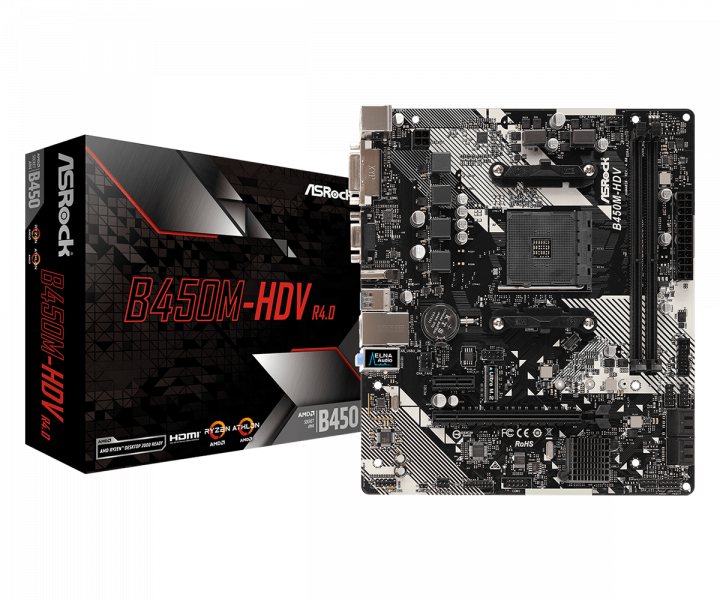 Материнская плата Socket AM4 ASRock B450M-HDV R4.0