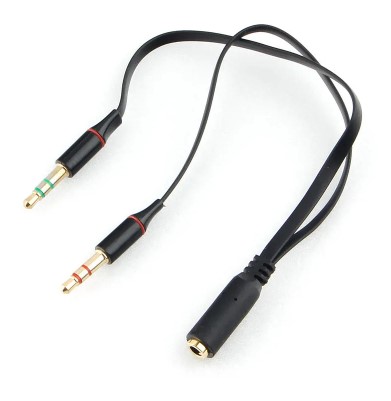 Кабель аудиоразветвитель 3.5мм 4pin/2*3.5мм Female-2Male 0.2м Cablexpert CCAB-02-35F2M-0.2MB, черный