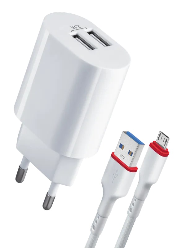 Универсальное СЗУ Defender UPC-22 (2xUSB, 2.1А), кабель micro-USB