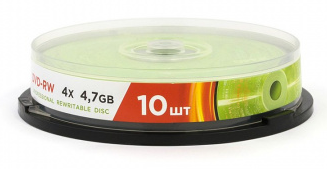 Оптический диск DVD-RW Mirex 4,7Gb; 4x Cake Box (10шт)