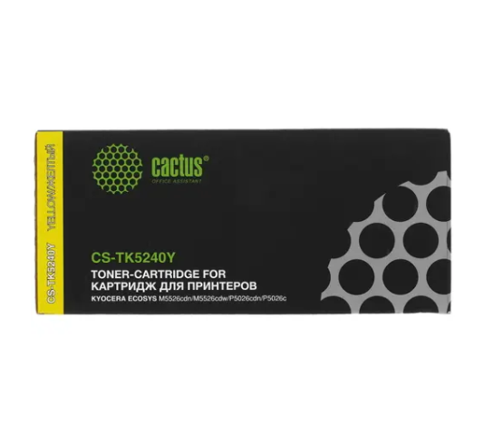 Картридж совместимый Cactus CS-TK5240Y желтый для Kyocera Ecosys (M5526cdn/M5526cdw/P5026cdn), 3K