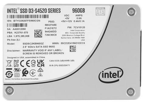Серверный накопитель SSD SATA 2,5" 960Gb Intel D3-S4520 [SSDSC2KB960GZ01 99A0AF]