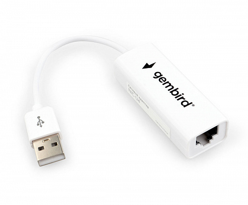 Проводной сетевой USB LAN адаптер Gembird NIC-U4, RJ45 10/100Mbps, USB 2.0, белый