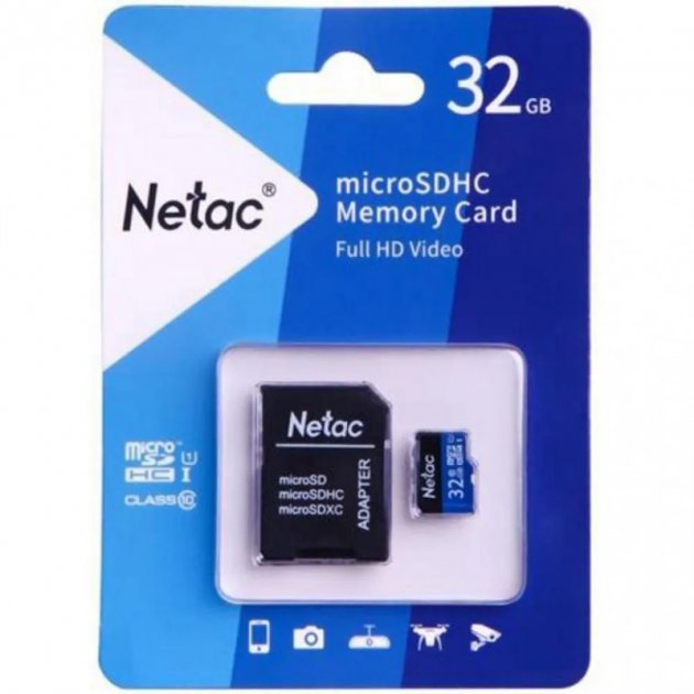 Карта памяти MicroSDHC UHS-I Card 32Gb Netac P500 (NT02P500STN-032G-R) (с адаптером)