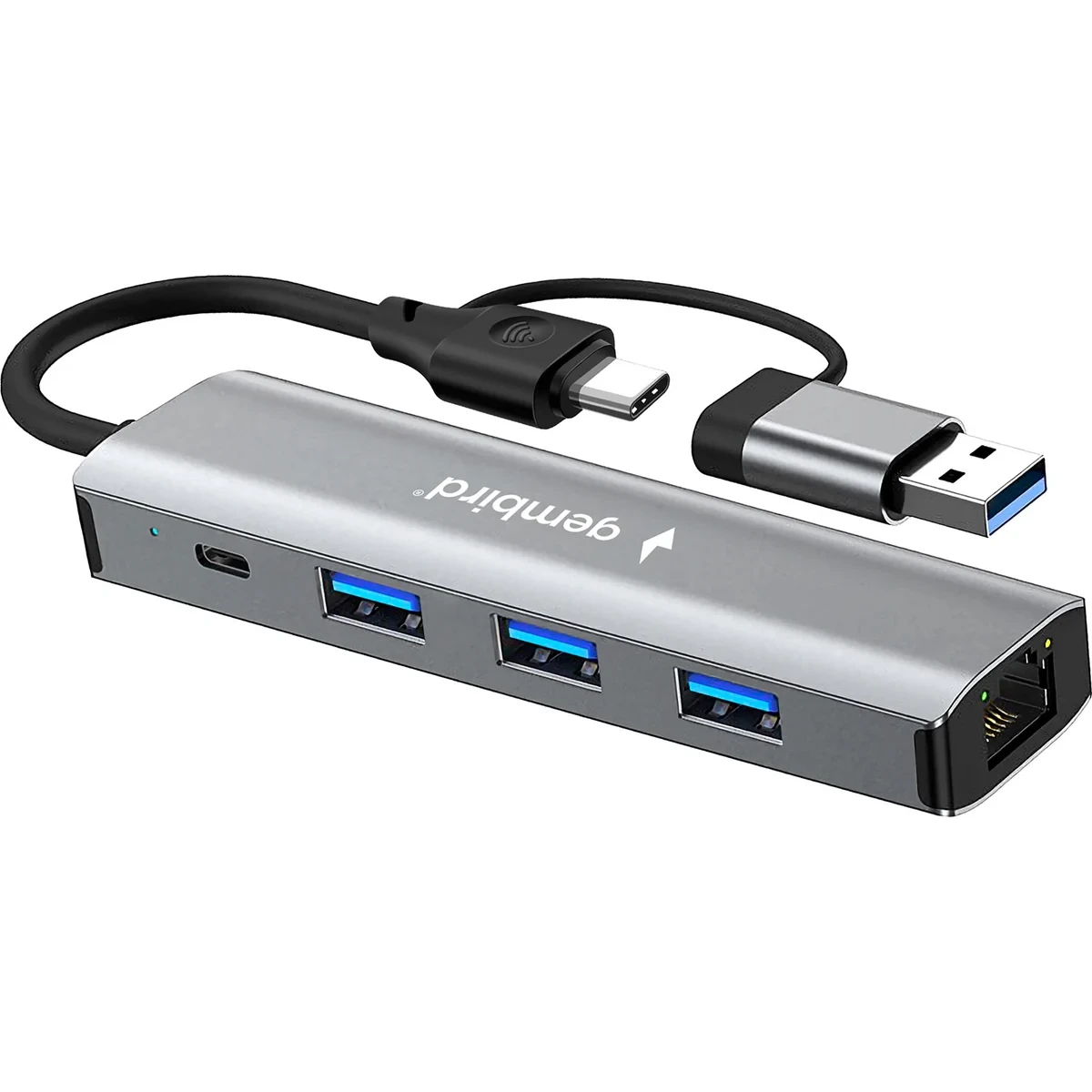 Док-станция Gembird UHB-D7 (3xUSB 3.1, Type-C, RJ45,), Type-C + USB