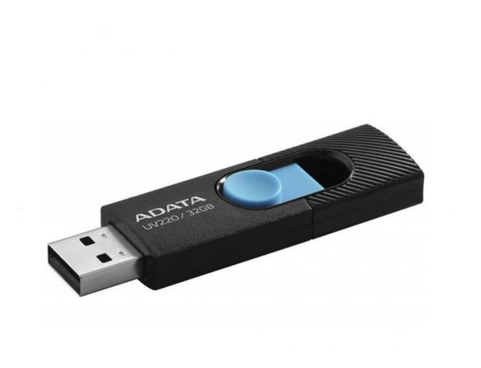 Флеш накопитель 32Gb USB 2.0 AData UV220 AUV220-32G-RBKBL черный/синий