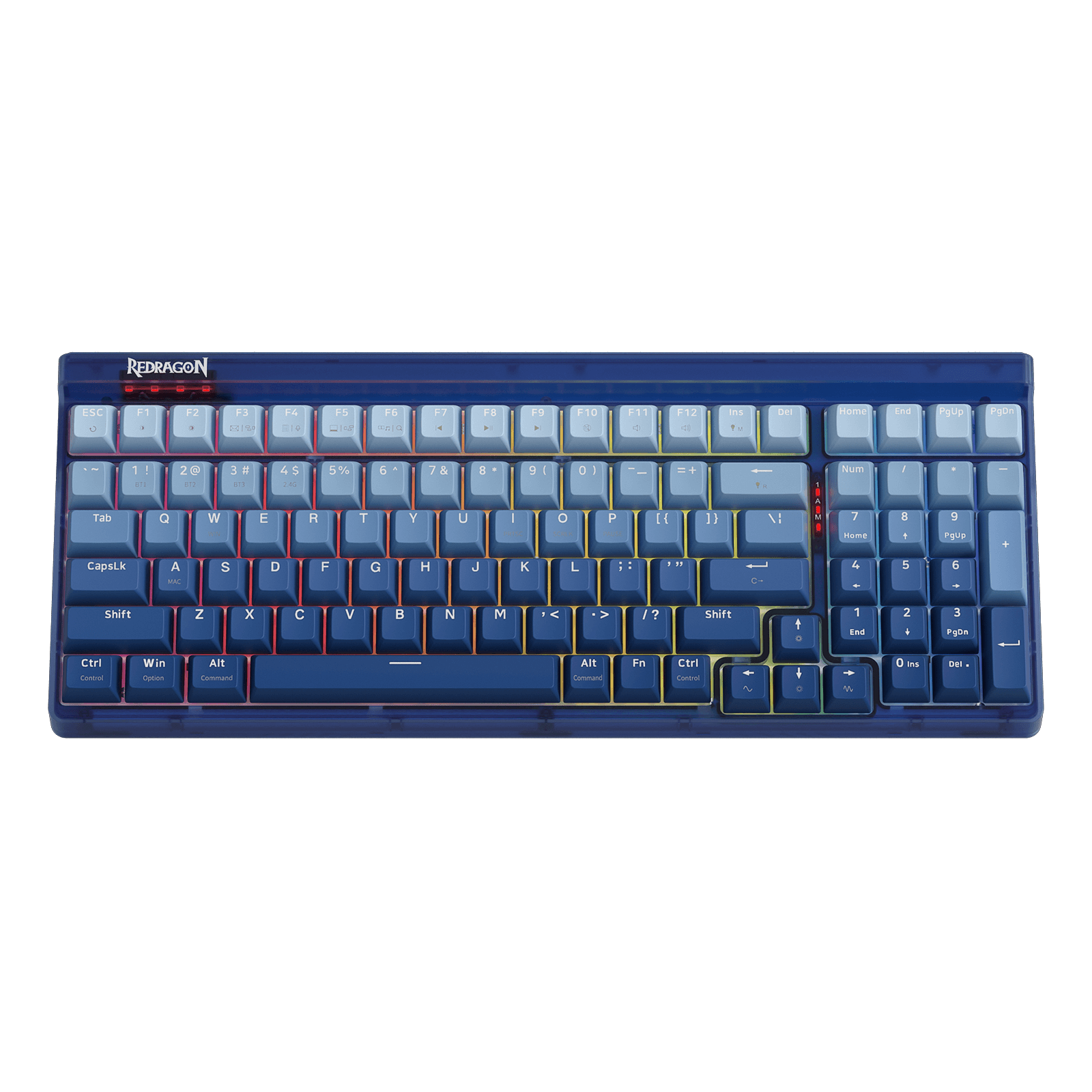 Клавиатура беспроводная механическая Redragon Garen Pro, RGB, BT+2.4G, белый/синий