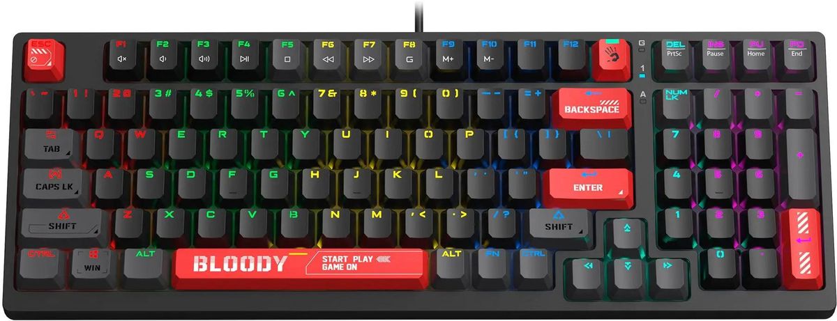 Клавиатура механическая A4Tech Bloody S98, красный, USB