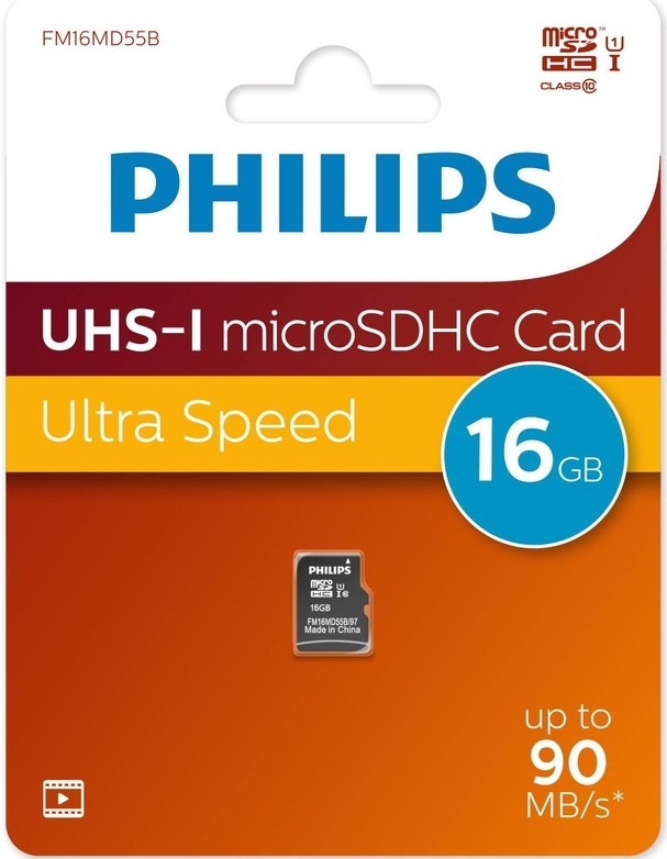 Карта памяти MicroSDHC UHS-I Card 16Gb Philips (FM16MD55B/97)
