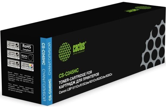 Картридж совместимый Cactus CS-C045HC для Canon LBP (611Cn/613Cdw/631Cn/633Cdw/635Cx) 2,2К