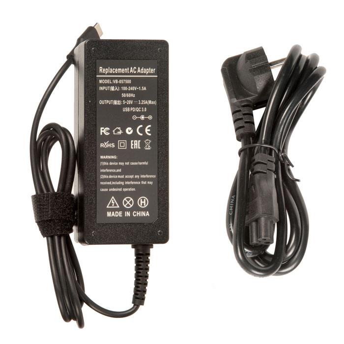 Блок питания для ноутбука Lenovo 65W (5V, 9V, 15V, 20V, 3A, Type-C)