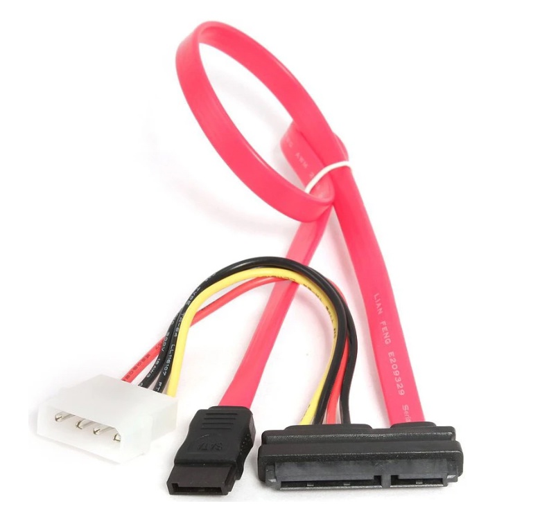 Кабель Combo SATA Cablexpert CC-SATA-C1-N, Molex 4pin(M)+Sata 7pin(M) / Sata 15pin+7pin(F), медн.про