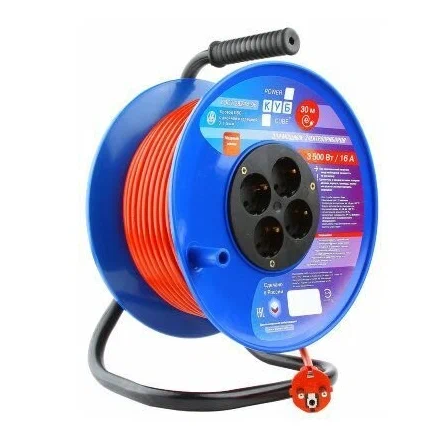 Удлинитель на пласт. катушке Power Cube PC20501 16А, 30м, 4р.c/з