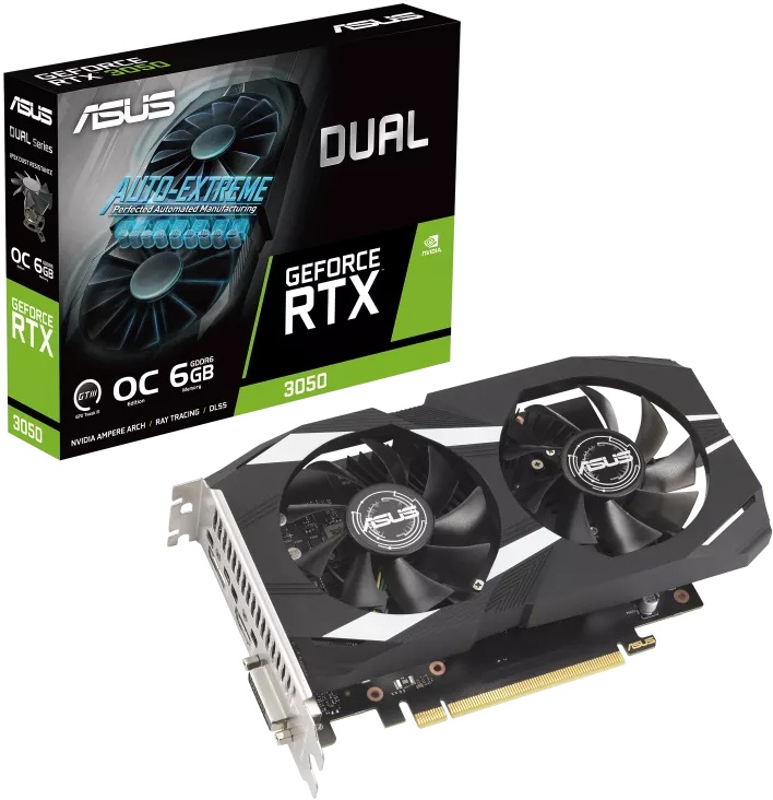 Видеокарта PCI-E 4.0 6Gb GeForce RTX 3050 ASUS DUAL 6G OC