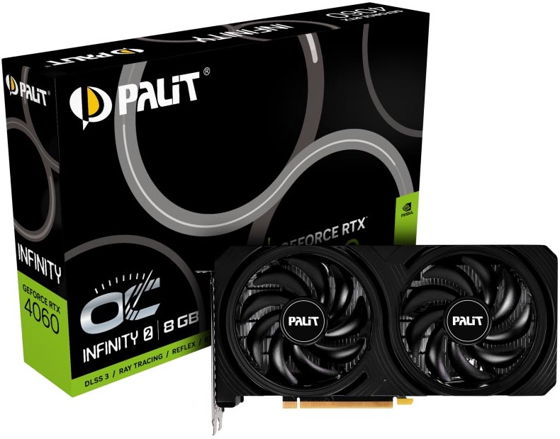 Видеокарта PCI-E 4.0 8Gb GeForce RTX 4060 Palit INFINITY 2 OC NE64060S19P1-1070L