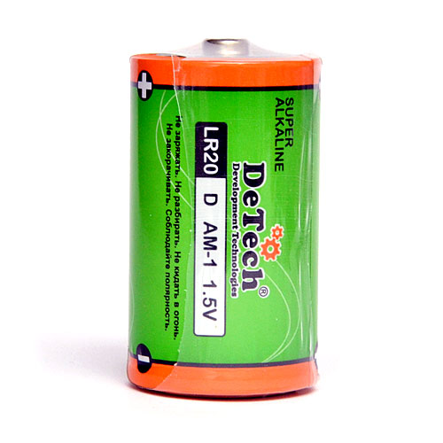 Батарейка DeTech LR20 UM-1 Alcaline 1,5V 1шт