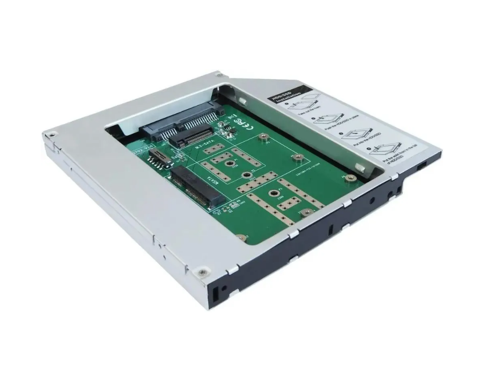 Переходник (адаптер) 2.5" М.2/mSATA в отсек SlimDVD SATA, AgeStar SMNF2S, 12.7 мм