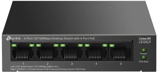 Коммутатор TP-Link LS105LP 5port, неуправляемый, PoE