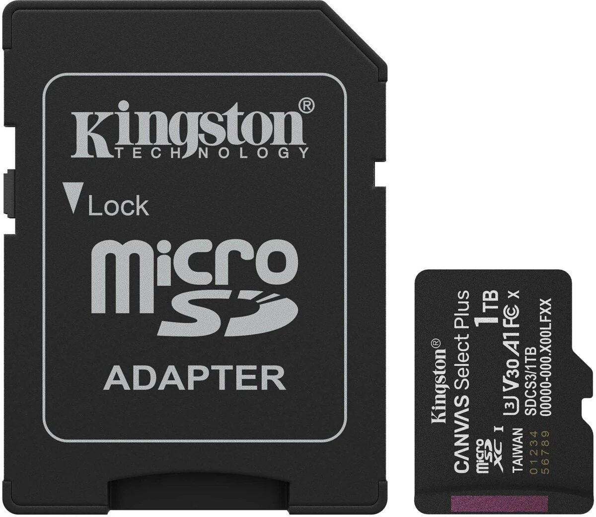 Карта памяти MicroSDXC UHS-I Card 1Tb Kingston Canvas Select Plus Class 10 SDCS3/1TB (с адаптером)
