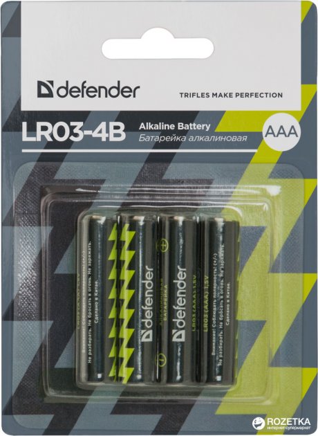 Батарейка Defender LR03-4B AAA, 4шт, в блистере
