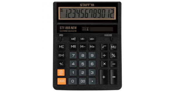 Калькулятор настольный STAFF STF-888-New (202×158 мм), 12 разрядов, двойное питание, черный, 273831