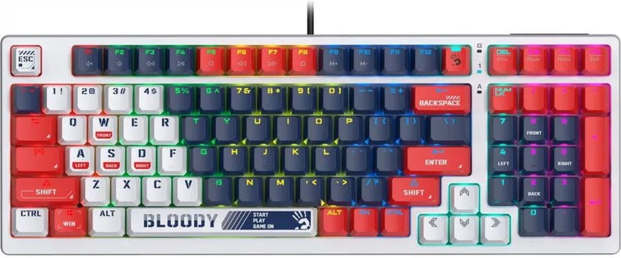Клавиатура механическая A4Tech Bloody S98 Sports Navy BLMS Plus, синий/белый, USB