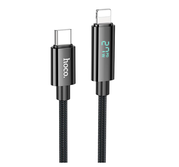 Кабель Type-C - Lightning с дисплеем Hoco U125, 1.2m, черный