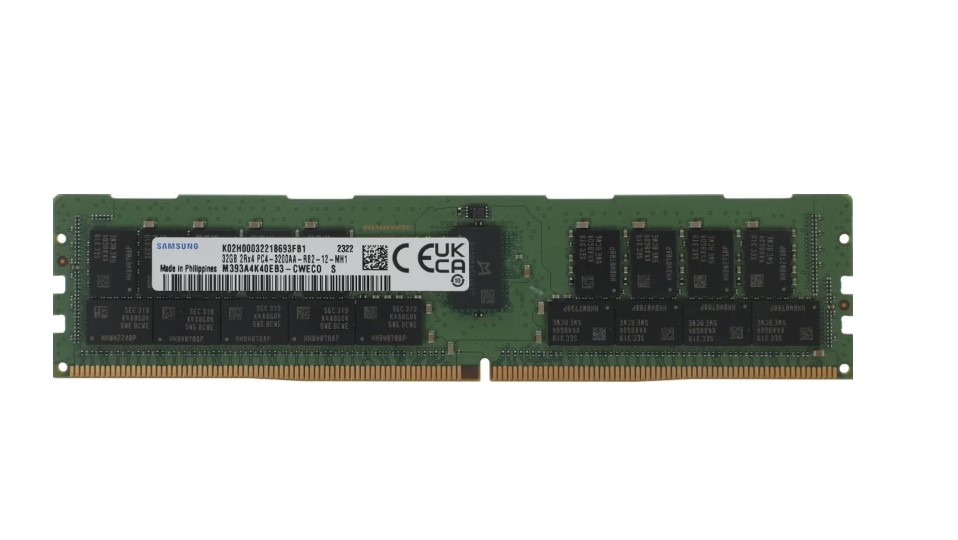 Память DDR4 Samsung M393A4K40EB3-CWEBY 32ГБ DIMM, ECC, registered, PC4-25600, CL22, 3200МГц