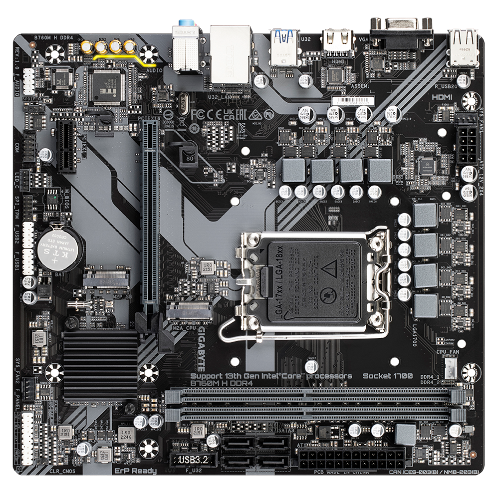 Материнская плата Socket 1700 GIGABYTE B760M H DDR4