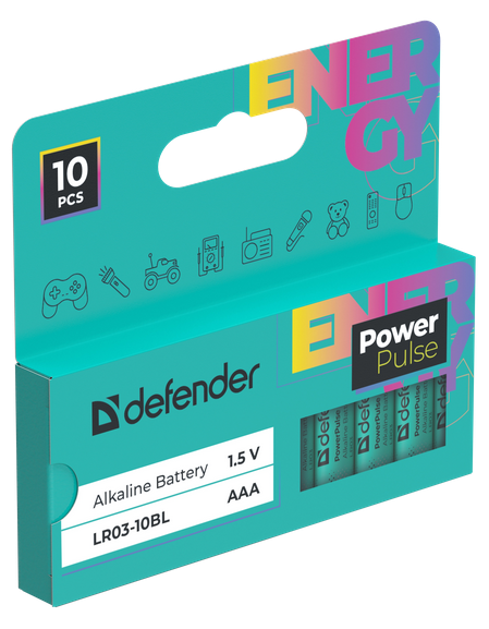 Батарейка Defender алкалиновая LR03-10BL AAA (10шт в упаковке)