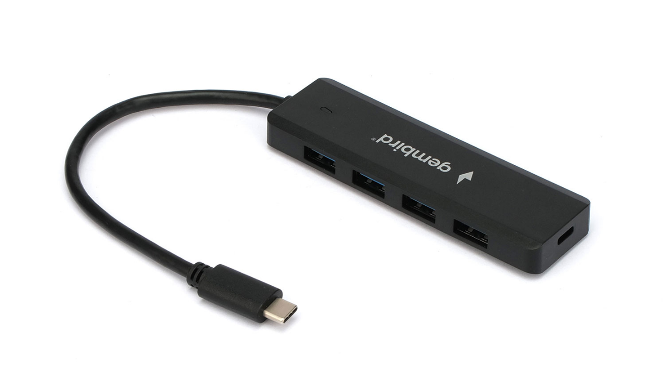 USB-концентратор Gembird UHB-C424 (4 порта USB 3.0) с доп. питанием (Type-C), кабель Type-C