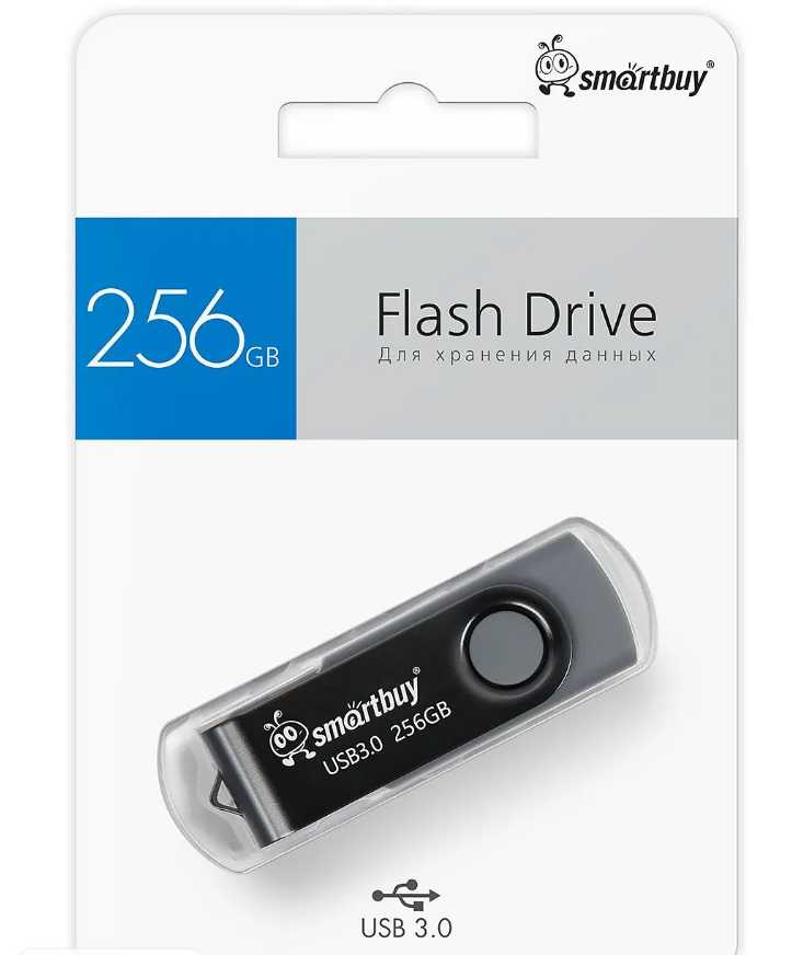 Флеш накопитель 256Gb USB 3.0 SmartBuy Twist Black (SB256GB3TWK)
