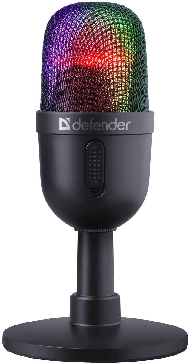 Игровой стрим микрофон Defender Forte GMC 350 USB, RGB, провод 2 м