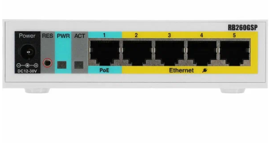 Коммутатор Mikrotik RB260GSP (CSS106-1G-4P-1S)
