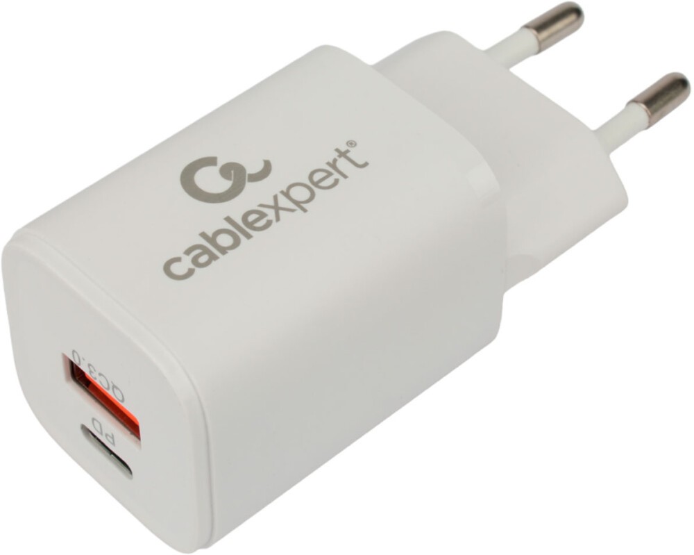 Универсальное СЗУ Cablexpert MP3A-PC-42 (30Вт, 1 USB, 1 Type-C 3А), QC3.0/PD, белый