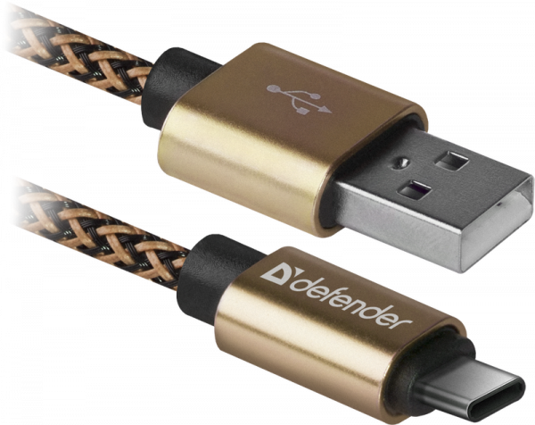 Кабель Type-C Defender USB09-03T PRO золотой, 1м, 2.1A
