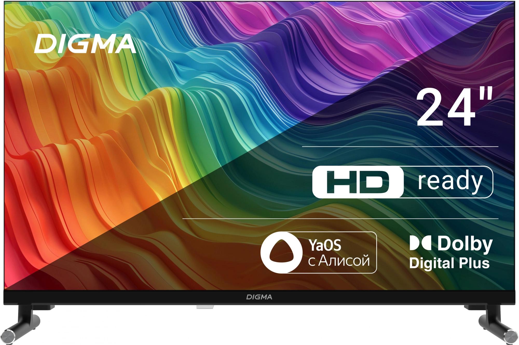 Телевизор 24" Digma DM-LED24SBB32, HD, черный, СМАРТ ТВ, Яндекс.ТВ