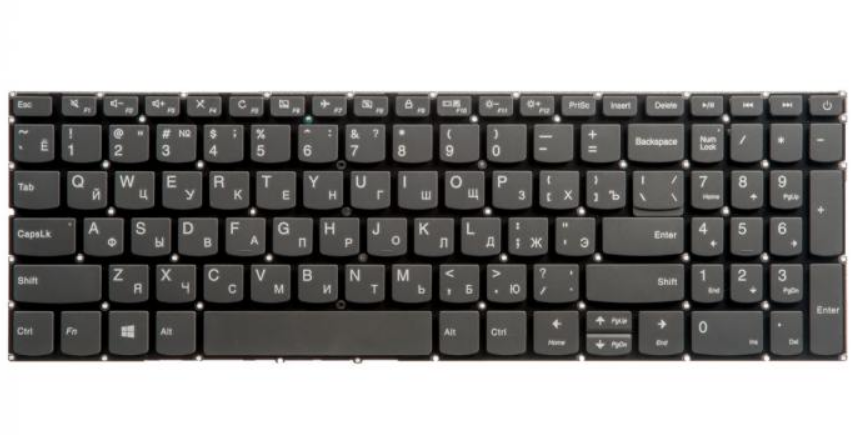 Клавиатура для ноутбука Lenovo IdeaPad 320-15ABR, 330-15IKB, 320-15AST, 320-15IKB, серая без рамки