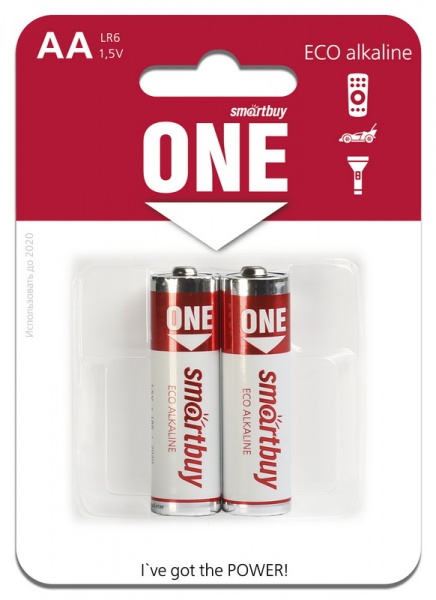 Батарейка Smartbuy ONE алкалиновая LR6/2B AA (SOBA-2A02B-Eco) , 2шт