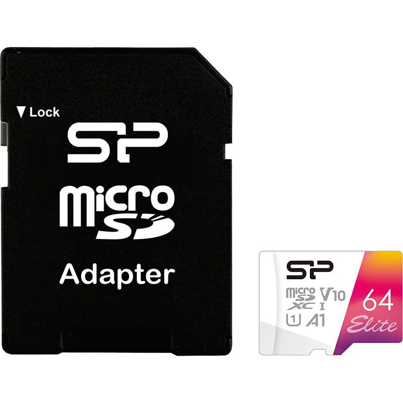 Карта памяти MicroSDXC UHS-I U1 Card 64Gb Silicon Power Elite (с адаптером)
