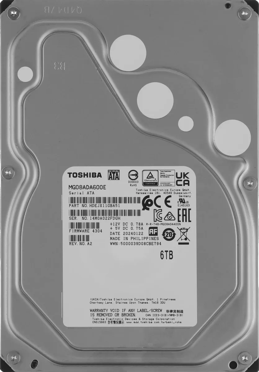 Жесткий диск 3.5" 6Tb Toshiba (MG08ADA600E)