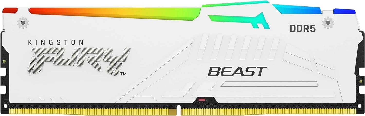Модуль памяти DDR5 16Gb PC48000 6000MHz Kingston Fury Beast RGB White (KF560C36BWE2A-16), белый